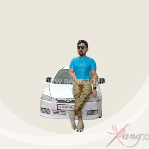 men with car statue
