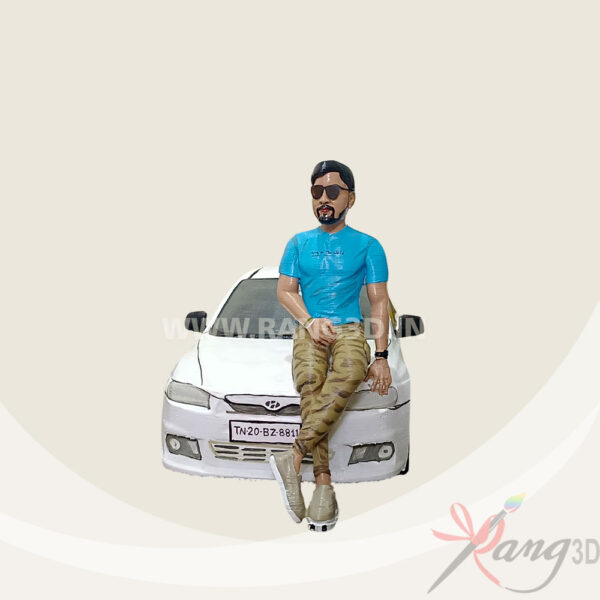 men with car statue